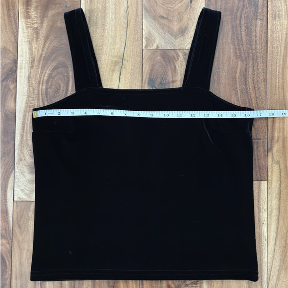 Vtg Y2K Velvet Tank Cami Sm Black Gothic Whimsigoth Coquette Witchy Square Neck - Picture 8 of 9